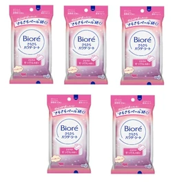 Biore Smooth Powder Sheets, Refreshing Soap Scent, 10 Sheets, Portable Set of 5