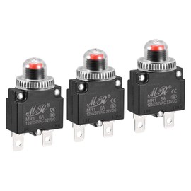 MECCANIXITY Circuit Overload Protector 6A AC125/250V DC32V Push Button Thermal Circuit Breaker for Air Compressor with Waterproof Caps 3pcs