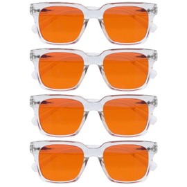 OPULIZE ERA Blue Light Glasses for Women Men, Oversized Frame with Clear Lens and UV400 Protection, Anti-Reflective & Anti-Glare, Computer & Screen Glasses, Clear (Pack of 4)