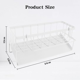 Sink Caddy Kitchen Sink Organizer, Kitchen Storage Organization with Removable Hanging Pole for Sponge and Stainless Steel Cleaning Utensil Caddy (White)