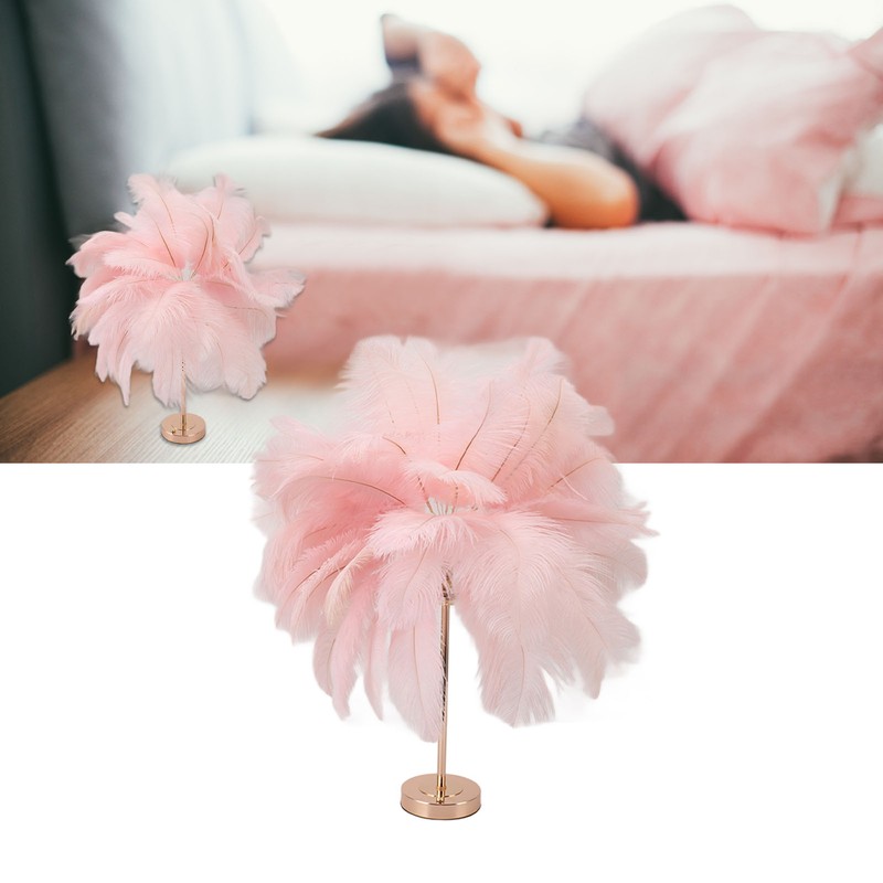 Ostrich Feather Table Lamp Rechargeable Modern Romantic Decoration Lamp Bedroom