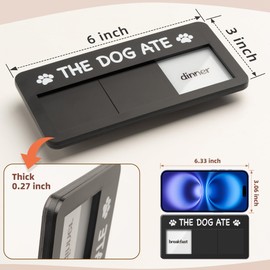 Dog Fed Sign- Dog Feeding Chart 3 Times A Day,Pet Feeding Reminder,Did You Feed The Dogs Tracker With Magnets and Double Sided Tape for Fridge, Prevent Over Feed, Brushed Silver