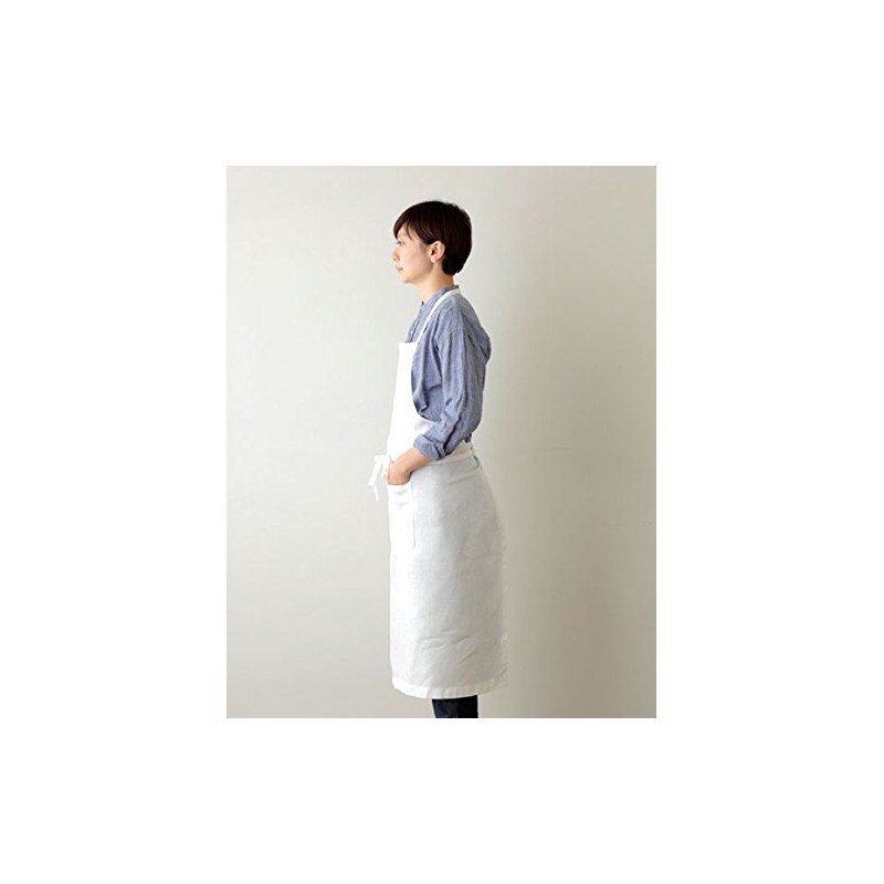 fog linen work Linen Full Apron White (19) 《LKA004-19》