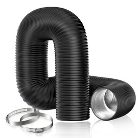 Hon&Guan Aluminium PVC Ventilation Air Ducting 150mm - Flexible Vent Hose Pipe for Extractor Fan, Hydroponics(ø150mm*5m,Black)