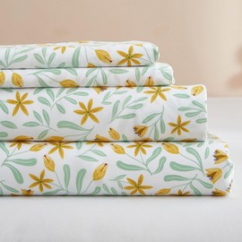 HighBuy Twin Size Sheet Set Floral Sheets - 3 Piece Bed Sheets Set - Deep Pocket 16 Inch for Twin Bed Mattress,Vintage Floral Fitted Sheet Twin,Wrinkle Free Cooling Twin Bed Sheets Set