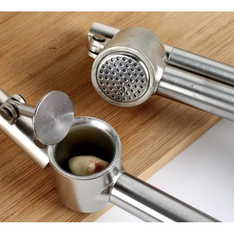 Garlic Press, Stainless Steel Garlic Mincer Removeable Insert Easy Clean
