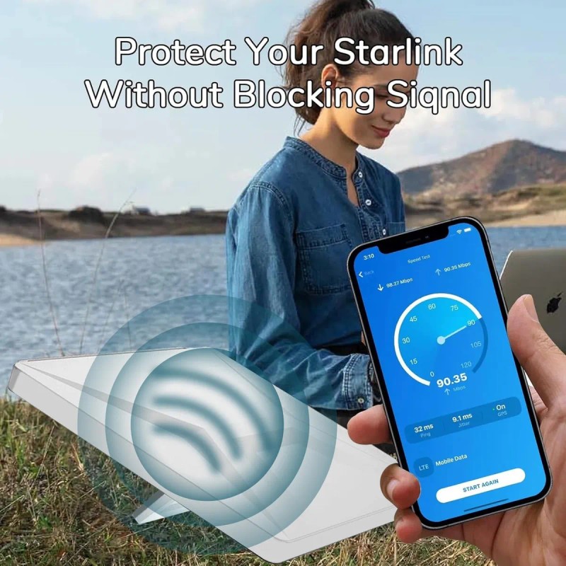 Funda Protectora De Silicon Antirrayas Para Starlink Mini Negro