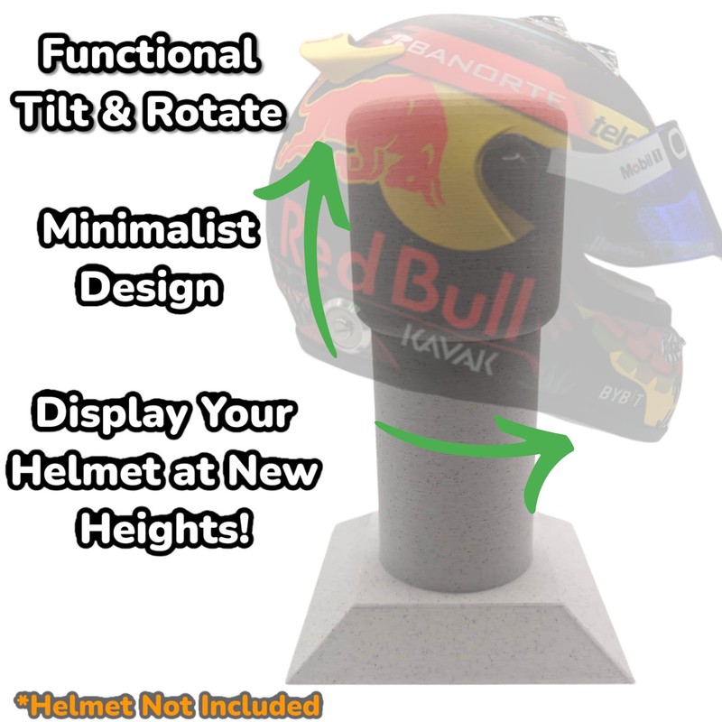 Formula 1 Helmet Display Stand, Free Standing, 1/2 Scale (Marble)
