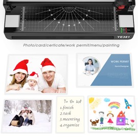 Laminator Machine for A3/A4/A6, YE381 13inch Thermal & Cold Laminating Machine for Home Office School Teacher Use with 50 Pouches, Paper Trimmer and Corner Rounder