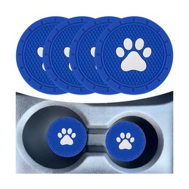 LKAHG 4PCS Car Cup Holder Coasters, Anti Slip Insert Paw Automotive Cup Holder Coaster, 2.75Inch Cute Mini Vehicle Interior Decorative Accessories for Women Men, Universal Fit (Blue)