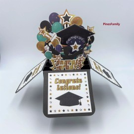 PinesFamily S03-Graduation Card | 3D Pop up Graduation Box Card | Surprise & Congratulation