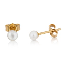 NKlaus Pair of Genuine Freshwater Pearl Stud Earrings 333 Yellow Gold 8ct Bouton Pearl Earrings, Yellow Gold