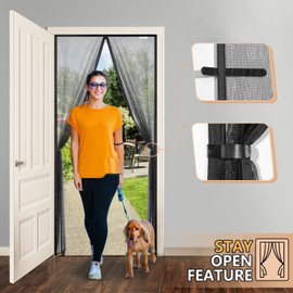CWEEN CLU Zanzariera magnetica per porta 150 x 215 cm, zanzariera per porta del balcone, non è necessario praticare fori, adatta per porte del balcone, delle finestre, delle terrazze, nero