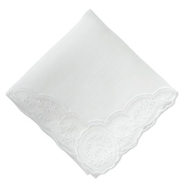Intermode 40007001 Ladies Ladies Formal Corner Lace Handkerchief Women's Ceremonial Handkerchief, white