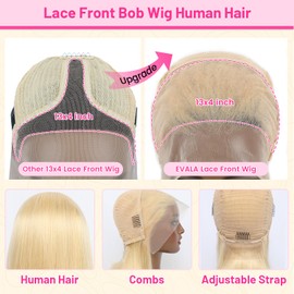 Evala Bob Wig Human Hair 613 Lace Front Wig Human Hair Bob 13x4 Bob Wig Human Hair 10 inch 180% Density #613 Blonde Bob Hair Wigs for Women