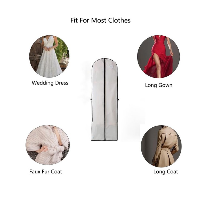 KUBEMUEG 72" Wedding Dress Garment Bags Foldable Dress Bag for