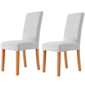 Deisy Dee Velvet Stretch Dining Room Chair Covers - Colorful and Washable Parson Chair Slipcovers - Stretchable Removable Furniture Protectors (2, Sliver)