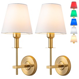 Tumgog Set of 2 Wall Sconce Battery Operated Wall Light,Battery Powered Non-Hardwired Fixtures，with Remote Control Dimmable Bulb（included Bulb） (Battery sconce)