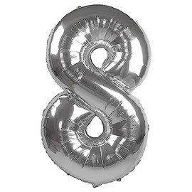 Party Kawaii 32 inch Giant Number Helium Foil Birthday Party Balloons (Silver Number 8)