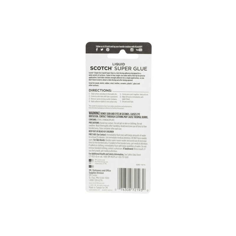 Scotch Super Glue Liquid, .07 oz, 1-Pack, Fast Drying Liquid
