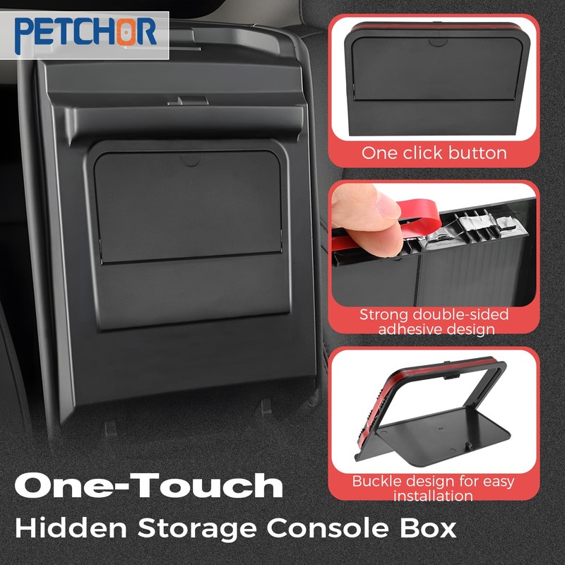 PETCHOR One-Touch Hidden Storage Console Box for 2018-2025 Jeep Wrangler
