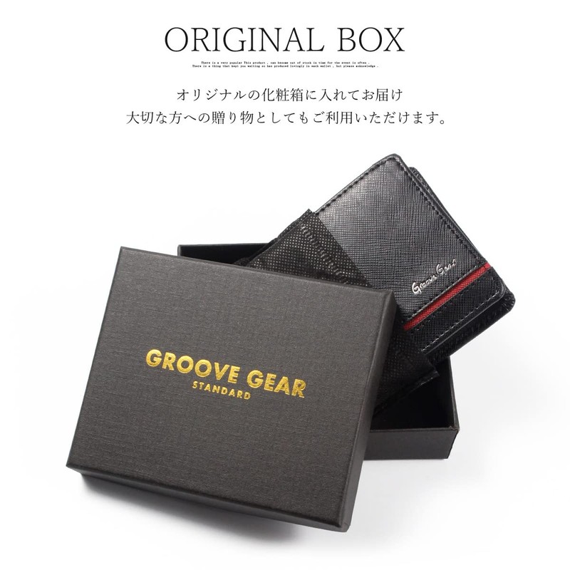 GROOVE GEAR ggs-1023 Men's Wallet, Bi-Fold Wallet, Saffiano Leather, Cross-Line