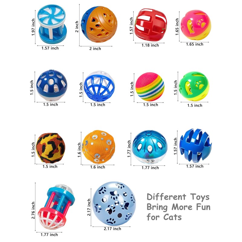 DIYUQISHI 10-Pack Cat Toy Balls with Bells for Kittens and