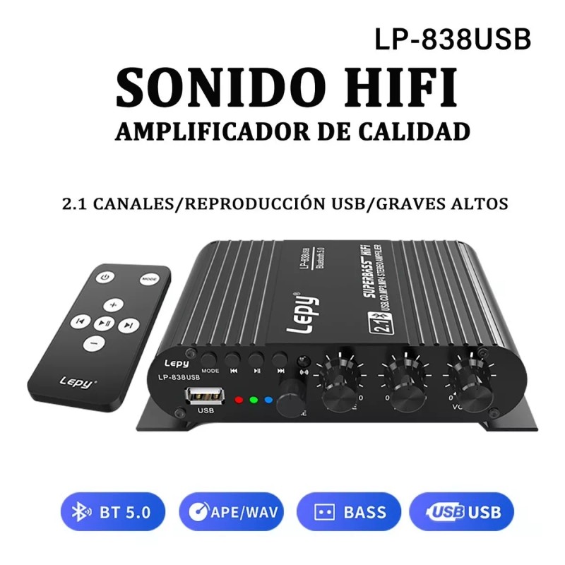 Gmdr Amplificador 2.1 Hifi Stereo Subwoofer Con Bluetooth/ Remoto