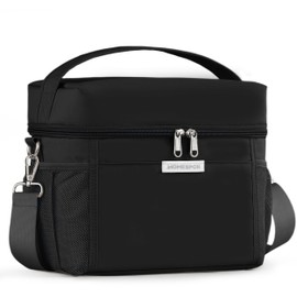 HOMESPON Insulated Lunch Bag for Women Men Adults Waterproof Cool Bag Lunch Box Tote for Picnic Work Beach Camping and Travel（Medium，Black