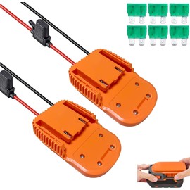 Power Wheel DIY Adapter for Ridgid AEG 18V, Hyper Battery Dock Power Connector for DIY Rc Toy Car Truck, e-Bike, with Fuse & Wire terminals (2)