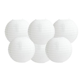 Paper Lanterns Mixed Colors 6 Pack Round Paper Lanterns Lampshades Party Decorations (All White, 25cm))