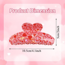 Valentine's Day Hair Clips Pink Love Hair Claw Clip Heart Shape Claw Clips Rectangle Hair Jaw Clamp Laser Design Woman Girl Hair Accessories for Valentine Party,Mother's Day(02)