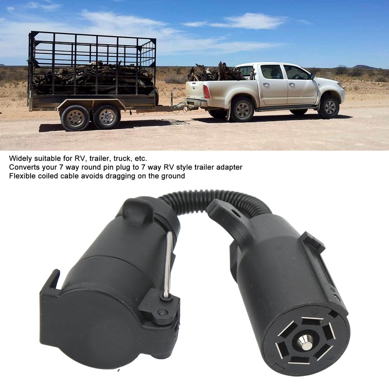 7 Way Round Trailer Plug Adapter Wire Connector RV Truck