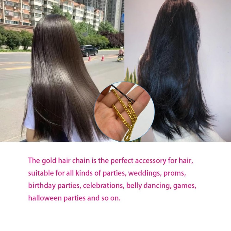 12 pcs Gold Hair Chain, pretty Tassel Hair Clips for