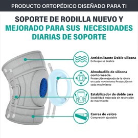 Wodoso Rodillera Ortopedica, Rodillera Ortopédica, Rodilleras de Esponja Gruesa,Rodillera Ajustable con Estabilizadores Lateral,Rodillera Ortopedica para Dolor de Rodilla, Ideal para Recuperación de Lesiones y Aliviar ACL, LCL, MCL, Artritis (Gris)
