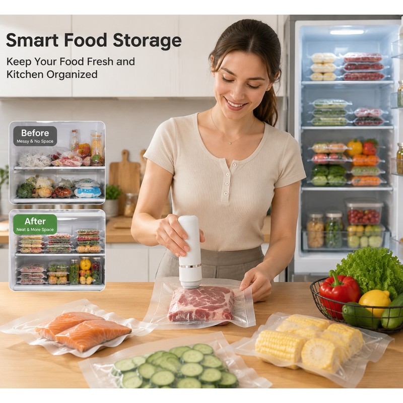 Mini Electric Vacuum Sealer Pump for Food Storage – 50–60KPa