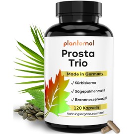 Prosta Trio - 120x Prosta Kapseln hochdosiert mit Kürbiskern-Extrakt Sägepalmen-Extrakt & Brennnesselwurzel-Extrakt - Prosta Komplex Kapseln von plantomol® - VEGAN