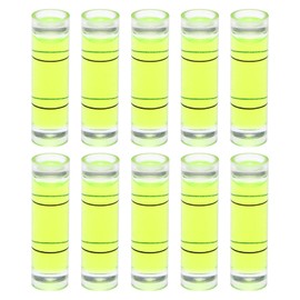 sourcing map 10pcs Cylindrical Bubble Level 9.5x34mm Mini Bullseye Spirit Levels for Leveling Camera Tripod Telescope Workshop Turntable Pictures Frame, Green