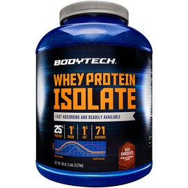 BODYTECH Whey Protein Isolate Powder - 25g Protein per Serving with BCAAs - Fast-Absorbing for Muscle Growth & Recovery - Rich Chocolate (5 lb, 71 Servings)