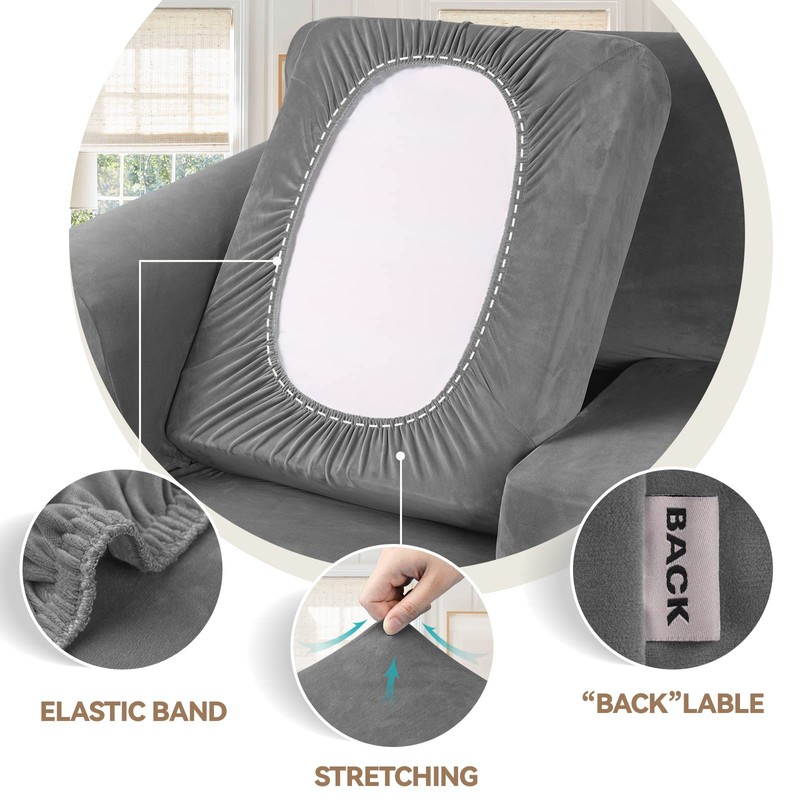 WEERRW 4 Pieces Velvet High Stretch Couch Covers for 3