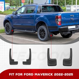 Tecoom Mud Flaps fit for Ford Ranger Accessories 2024 2025, No Drill Car Mud Guards Mudflaps, Not for Raptor, Front and Rear Truck Vehicle Mudguards Splash Guards Mudflaps Set, 4 Pcs, Black