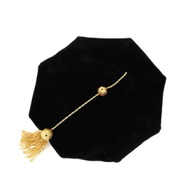 FtyFty Graduation Doctoral Tam Blue Velvet 8 Sided with Gold Bullion Tassel (Black 8 Sides)