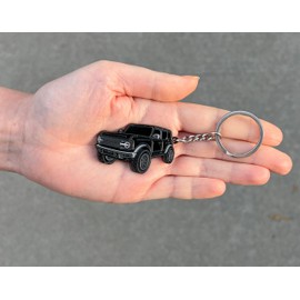 FOUR WHEEL BEAST Bronco Keychain Accessories 4 door key chain Fob Cover Cool Mods compatible with Ford Bronco 2021 2022 2023 (Black)