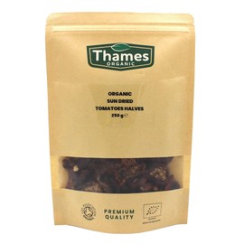 Organic Sun Dried Tomatoes Halves (Salted)-Certified Organic, Non-GMO, Vegan, No Additives, No Preservatives, Resealable Bag by Thames Organic 250g