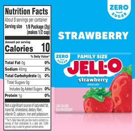Jell-O Strawberry Sugar Free Gelatin Dessert Mix, 0.6 Ounce (Pack of 24)