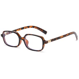 YUELUQU Blaulichtfilter Brille Vintage Quadratbrille ohne Sehstärke für Damen Herren Retro 90er Brille (Orange Leopard)