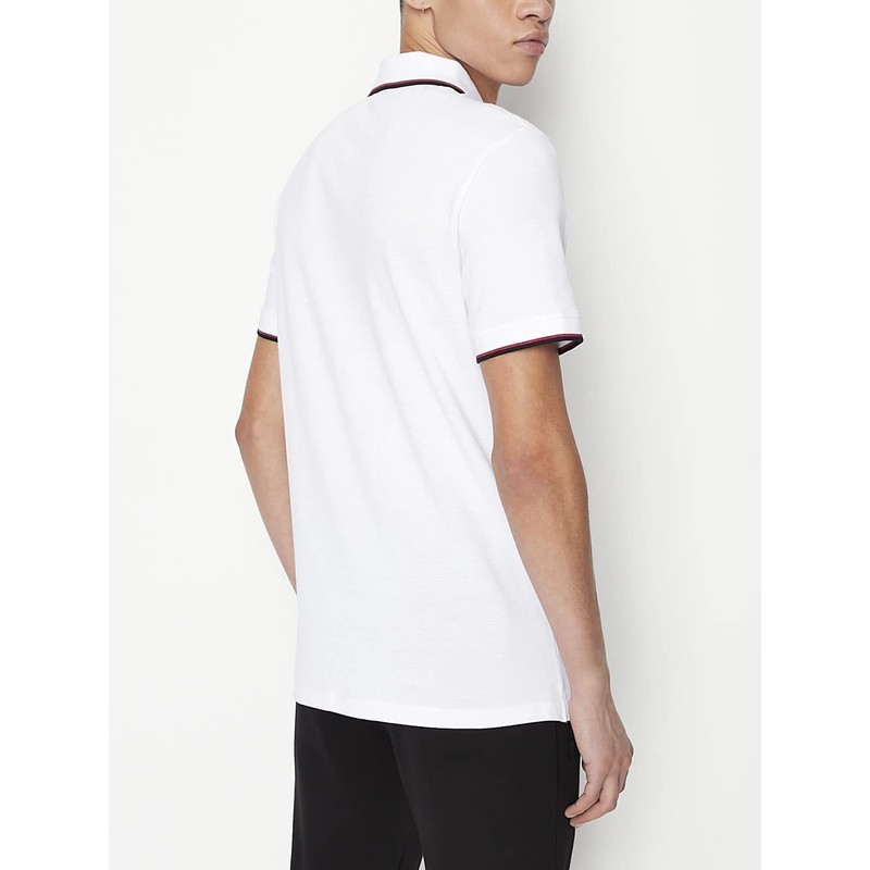 Armani Exchange Men's Double Stripe Polo Shirt, (White 1100), X-Small