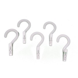 SYMAK Set of 5 Laundry Hooks Clothes Hanger Clips White Plastic Home Aide K2105