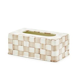 MACKENZIE-CHILDS Tissue-Box Cover, Tissue Holder for Home Decor, Brown-and-White Mocha Check, Rectangle