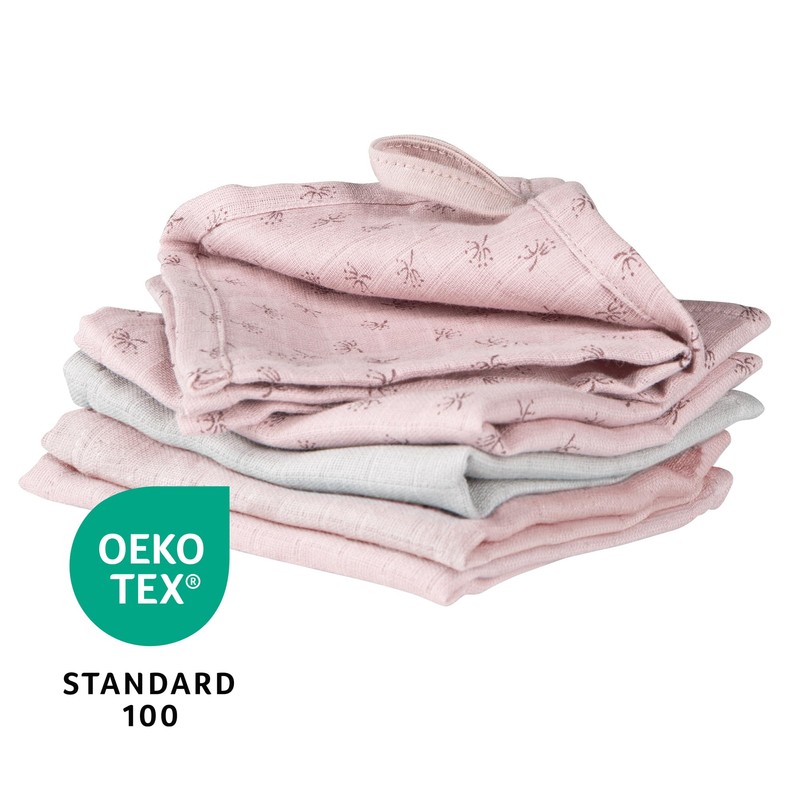 roba Organic Set of 5 Wash Cloths 'Lil Planet' Pink/Mauve,